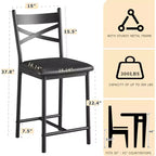 Lot de 2 tabourets de bar de 56,9 cm, tabourets de bar hauteur comptoir avec dossier et assise rembourrée en polyuréthane, chaises de bar de cuisine à cadre métallique avec repose-pieds pour îlot de cuisine