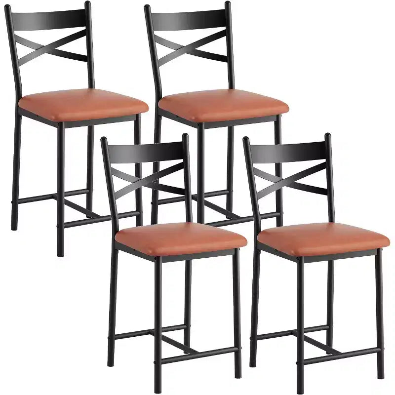 Lot de 2 tabourets de bar de 56,9 cm, tabourets de bar hauteur comptoir avec dossier et assise rembourrée en polyuréthane, chaises de bar de cuisine à cadre métallique avec repose-pieds pour îlot de cuisine