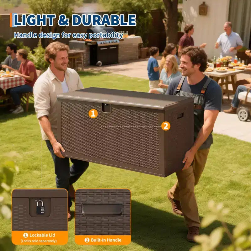Grand coffre de rangement de 568 litres en résine – Conteneur de rangement extérieur étanche et résistant aux intempéries – Couvercle verrouillable, robuste