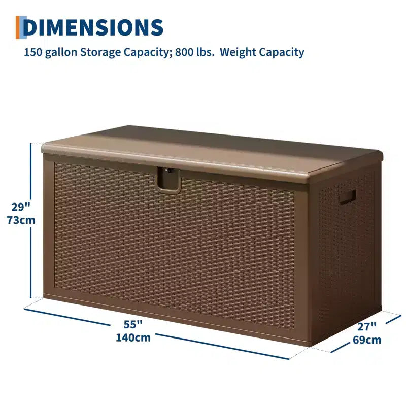 Grand coffre de rangement de 568 litres en résine – Conteneur de rangement extérieur étanche et résistant aux intempéries – Couvercle verrouillable, robuste