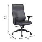 Chaise de bureau de direction Maxwell à dossier haut et revêtement en cuir PU, hauteur et accoudoirs réglables, mécanisme synchrone et pivotant à 360°, chaise de bureau ergonomique
