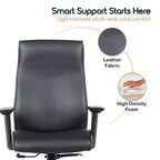 Chaise de bureau de direction Maxwell à dossier haut et revêtement en cuir PU, hauteur et accoudoirs réglables, mécanisme synchrone et pivotant à 360°, chaise de bureau ergonomique
