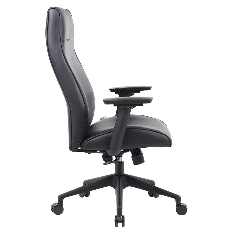 Chaise de bureau de direction Maxwell à dossier haut et revêtement en cuir PU, hauteur et accoudoirs réglables, mécanisme synchrone et pivotant à 360°, chaise de bureau ergonomique