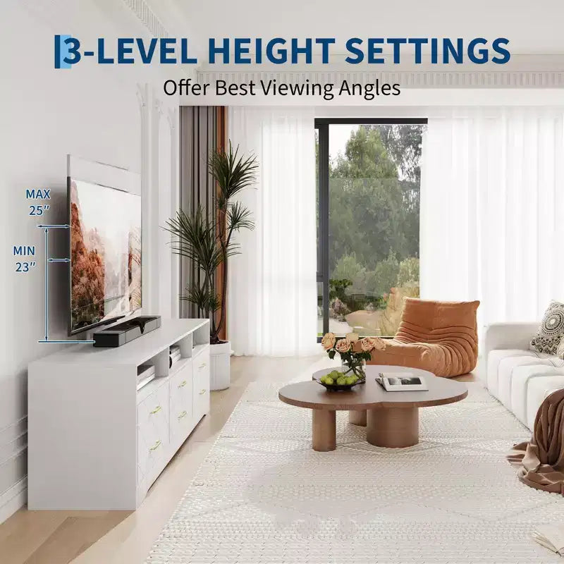 Meuble TV Acekool 6 tiroirs pour salon/chambre avec support, meuble de rangement multimédia en bois, plusieurs couleurs
