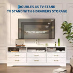 Meuble TV Acekool 6 tiroirs pour salon/chambre avec support, meuble de rangement multimédia en bois, plusieurs couleurs
