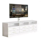 Meuble TV Acekool 6 tiroirs pour salon/chambre avec support, meuble de rangement multimédia en bois, plusieurs couleurs