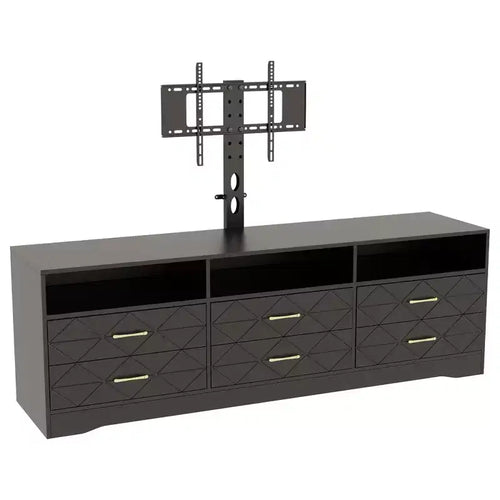 Acekool Living Room Bedroom 6 Drawer TV Stand Dresser with Mount, Wood Media Console Storage Entertainment Center, Multiple Colors