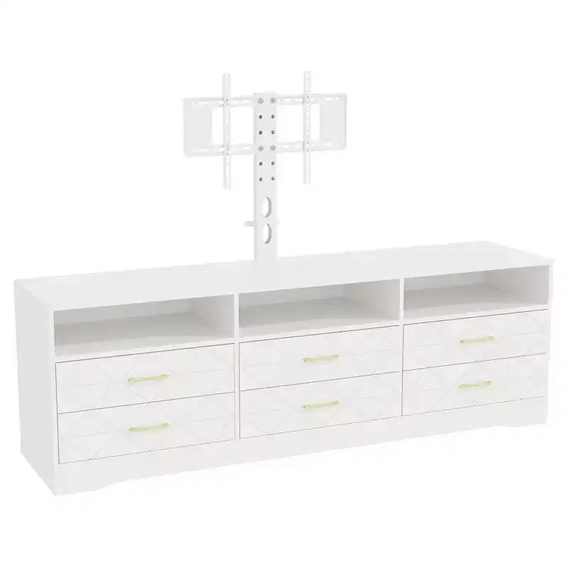 Meuble TV Acekool 6 tiroirs pour salon/chambre avec support, meuble de rangement multimédia en bois, plusieurs couleurs