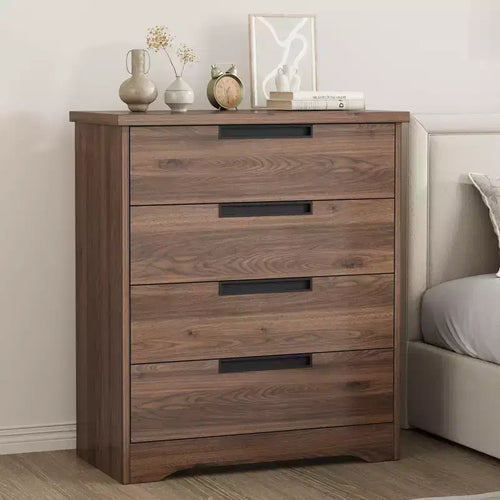 4 Drawer Dresser for Bedroom, Drawers with Built-in Handles Design, Wooden Dresser Organizer for Living Room, Nursery, Hallway and Entryway