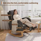 Fauteuil à bascule pour chambre de bébé avec repose-pieds réglable, fauteuil à bascule planant à dossier haut en lin avec pieds en bois pour salon, chambre à coucher et chambre de bébé