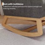 Fauteuil à bascule pour chambre de bébé avec repose-pieds réglable, fauteuil à bascule planant à dossier haut en lin avec pieds en bois pour salon, chambre à coucher et chambre de bébé