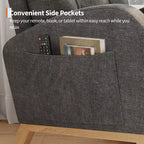 Fauteuil à bascule pour chambre de bébé avec repose-pieds réglable, fauteuil à bascule planant à dossier haut en lin avec pieds en bois pour salon, chambre à coucher et chambre de bébé