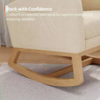 Fauteuil à bascule pour chambre de bébé avec repose-pieds réglable, fauteuil à bascule planant à dossier haut en lin avec pieds en bois pour salon, chambre à coucher et chambre de bébé