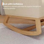 Fauteuil à bascule pour chambre de bébé avec repose-pieds réglable, fauteuil à bascule planant à dossier haut en lin avec pieds en bois pour salon, chambre à coucher et chambre de bébé