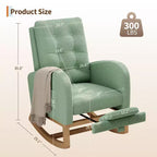 Fauteuil à bascule pour chambre de bébé avec repose-pieds réglable, fauteuil à bascule planant à dossier haut en lin avec pieds en bois pour salon, chambre à coucher et chambre de bébé