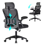 VASAGLE Chaise de Bureau Ergonomique en Maille avec Support Lombaire et Appui-tête Réglables, Fonction d'Inclinaison 90-105°, Siège Large, Accoudoirs Relevables
