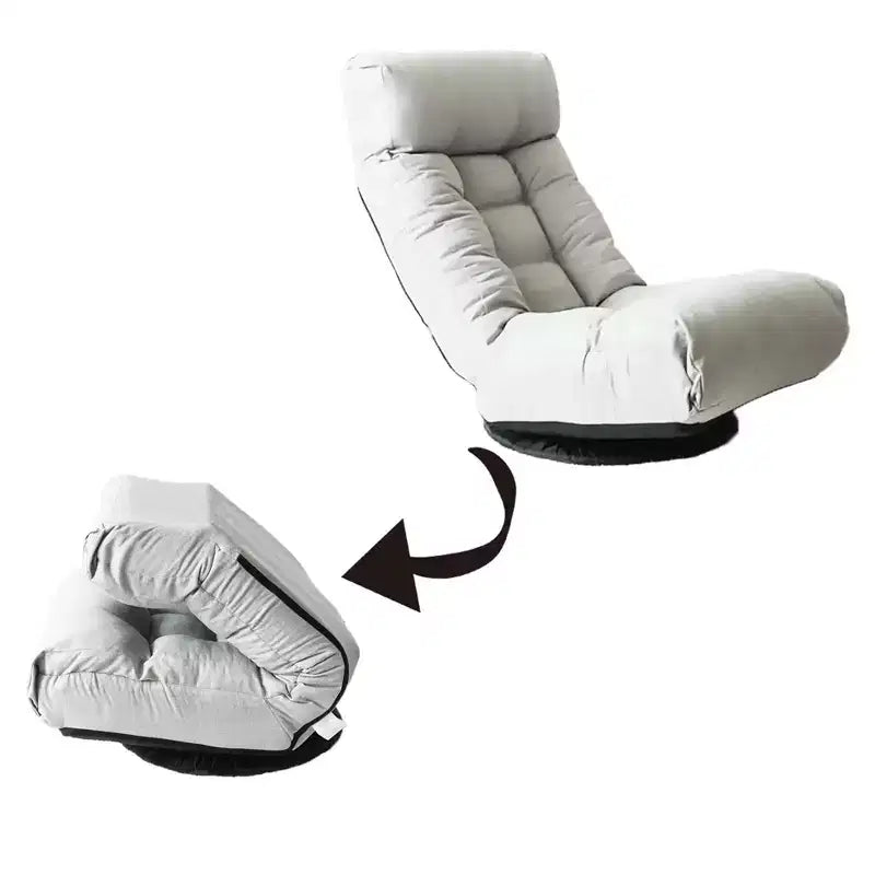 Fauteuil de sol pivotant FurnitureR avec pouf, chaise longue inclinable réglable avec repose-pieds, chaise de méditation et de jeu pour salon ou chambre à coucher