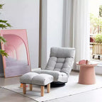 Fauteuil de sol pivotant FurnitureR avec pouf, chaise longue inclinable réglable avec repose-pieds, chaise de méditation et de jeu pour salon ou chambre à coucher