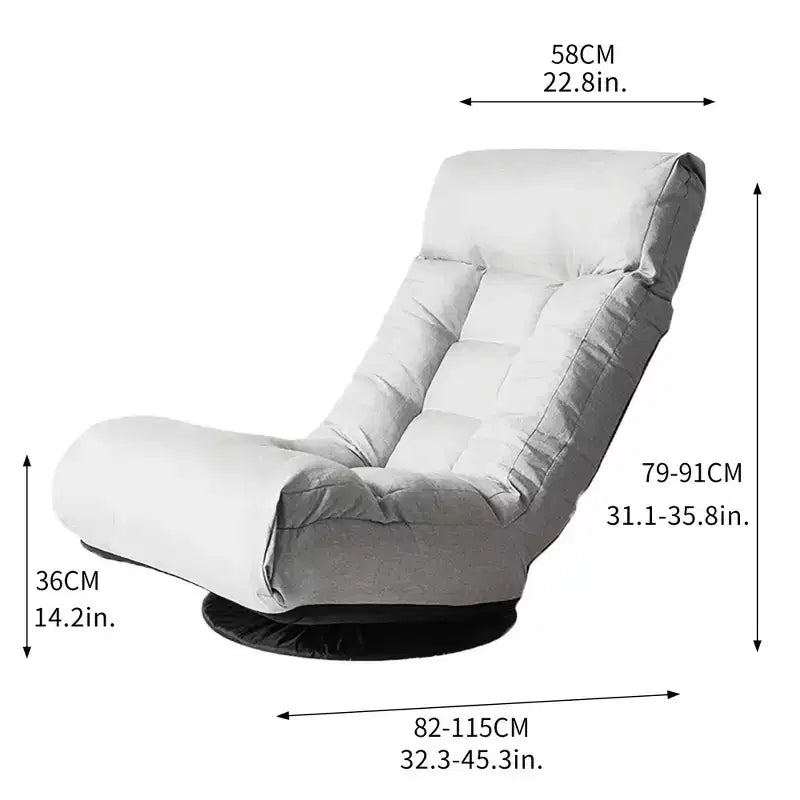 Fauteuil de sol pivotant FurnitureR avec pouf, chaise longue inclinable réglable avec repose-pieds, chaise de méditation et de jeu pour salon ou chambre à coucher