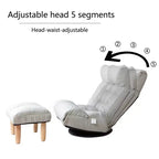 Fauteuil de sol pivotant FurnitureR avec pouf, chaise longue inclinable réglable avec repose-pieds, chaise de méditation et de jeu pour salon ou chambre à coucher