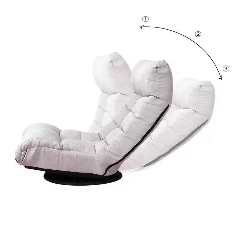 Fauteuil de sol pivotant FurnitureR avec pouf, chaise longue inclinable réglable avec repose-pieds, chaise de méditation et de jeu pour salon ou chambre à coucher