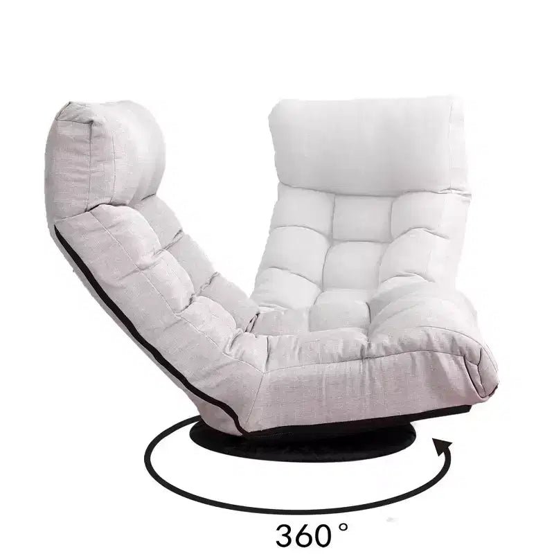 Fauteuil de sol pivotant FurnitureR avec pouf, chaise longue inclinable réglable avec repose-pieds, chaise de méditation et de jeu pour salon ou chambre à coucher