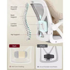 VASAGLE Chaise de Bureau Ergonomique en Maille avec Support Lombaire Réglable, Fonction d'Inclinaison 90-105°, Siège Large, Accoudoirs Relevables