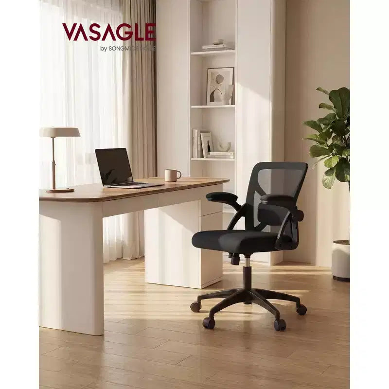 VASAGLE Chaise de Bureau Ergonomique en Maille avec Support Lombaire Réglable, Fonction d'Inclinaison 90-105°, Siège Large, Accoudoirs Relevables