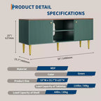 Meuble TV cannelé de 55 po avec 2 portes et étagères réglables, meuble TV en bois avec rangement, console TV, unité de divertissement pour salon et appartement