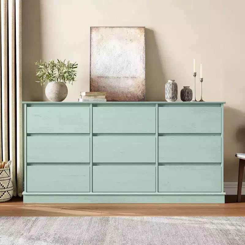 Commode 9/12 tiroirs pour chambre à coucher, commode à tiroirs profonds, grande commode pour placard avec plateau large, commode en bois