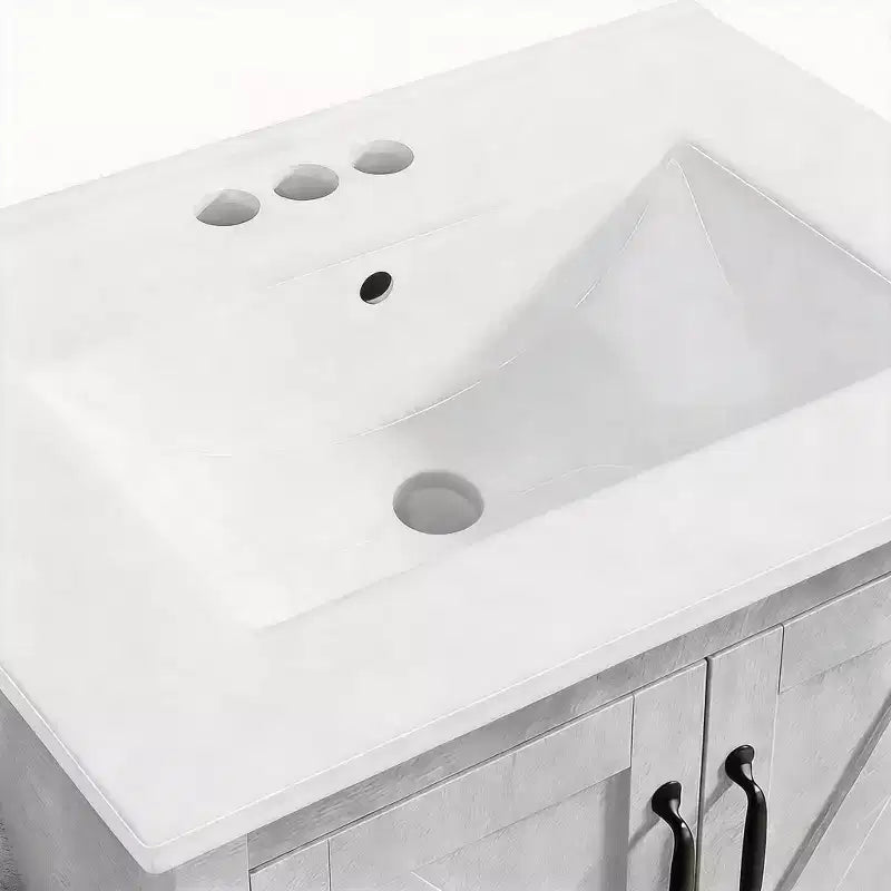 Meuble sous-vasque moderne de 24/30 pouces avec évier en céramique, 2 portes, 1 tiroir, meuble de salle de bain autoportant au design contemporain pour vos salles de bain