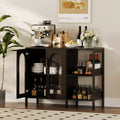 Modern Wooden Buffet Sideboard Cabinet with Glass Doors, Storage Cabinet with Adjustable Shelves for Kitchen, Dining Room & Living Room