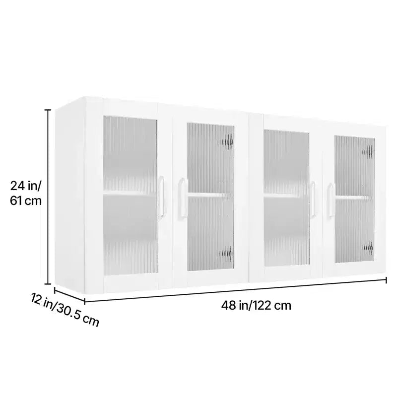 Meuble haut de buanderie VEVOR, armoire murale à 2 niveaux avec étagère réglable, rangement à 4 portes, lot de 2, blanc