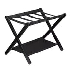 Support à bagages pliant en bambou avec étagère de rangement Sangles en nylon durables Supporte 50 kg pour valises Chambres à coucher Chambres d'amis Salons Hôtels