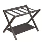 Support à bagages pliant en bambou avec étagère de rangement Sangles en nylon durables Supporte 50 kg pour valises Chambres à coucher Chambres d'amis Salons Hôtels