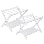Support à bagages pliant en bambou avec étagère de rangement Sangles en nylon durables Supporte 50 kg pour valises Chambres à coucher Chambres d'amis Salons Hôtels