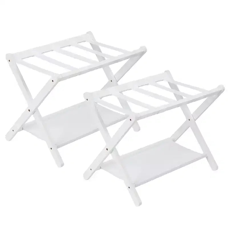 Support à bagages pliant en bambou avec étagère de rangement Sangles en nylon durables Supporte 50 kg pour valises Chambres à coucher Chambres d'amis Salons Hôtels