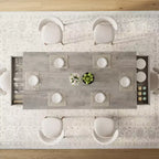 71 Grande table à manger pour 6-8 personnes, table de cuisine rectangulaire en bois avec 2 tiroirs et cadre métallique robuste, table de 1,8 m pour salle à manger et cuisine