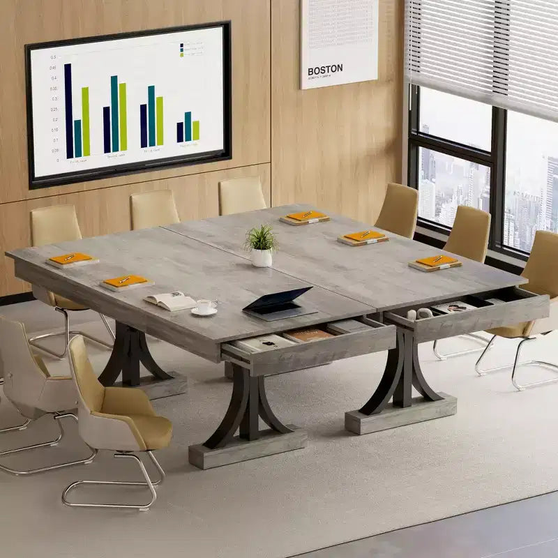 71 Grande table à manger pour 6-8 personnes, table de cuisine rectangulaire en bois avec 2 tiroirs et cadre métallique robuste, table de 1,8 m pour salle à manger et cuisine