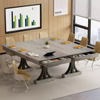 71 Grande table à manger pour 6-8 personnes, table de cuisine rectangulaire en bois avec 2 tiroirs et cadre métallique robuste, table de 1,8 m pour salle à manger et cuisine