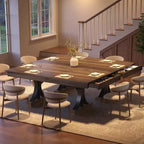 71 Grande table à manger pour 6-8 personnes, table de cuisine rectangulaire en bois avec 2 tiroirs et cadre métallique robuste, table de 1,8 m pour salle à manger et cuisine