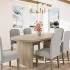 Table à manger ovale de 70,8 pouces avec 6 chaises de salle à manger rembourrées, table de cuisine avec base en bois robuste, chaise de salle à manger à dossier haut avec pieds en bois pour la cuisine