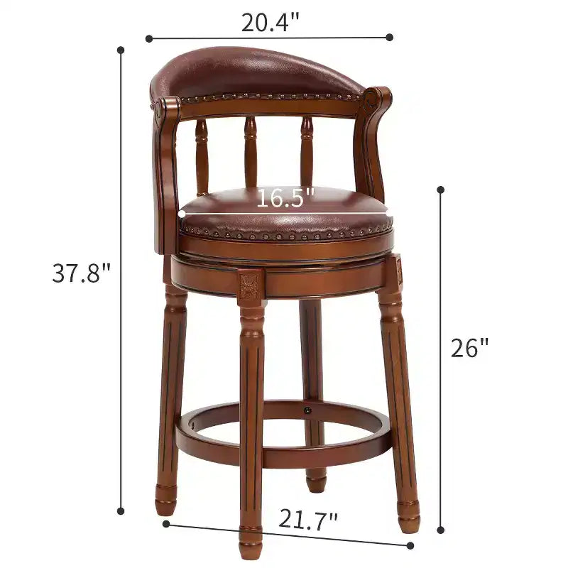 Tabourets de bar en cuir de vachette, tabouret de bar pivotant à 360 degrés avec dossier