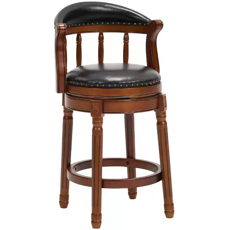 Tabourets de bar en cuir de vachette, tabouret de bar pivotant à 360 degrés avec dossier