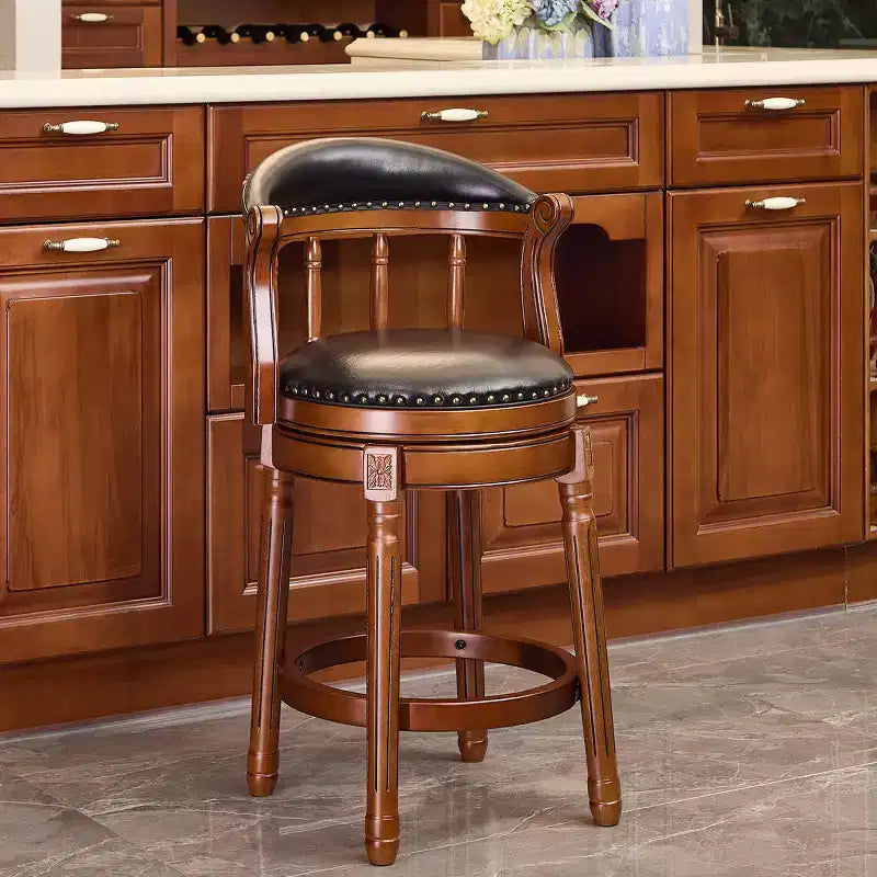 Tabourets de bar en cuir de vachette, tabouret de bar pivotant à 360 degrés avec dossier