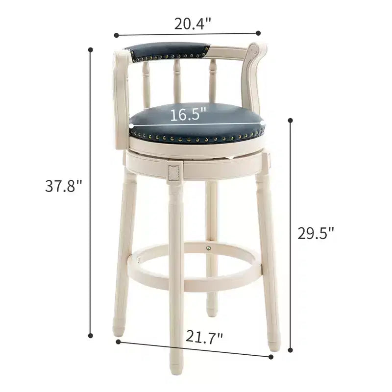 Tabourets de bar pivotants à 360 degrés en bois massif, hauteur d'assise 75 cm, en cuir