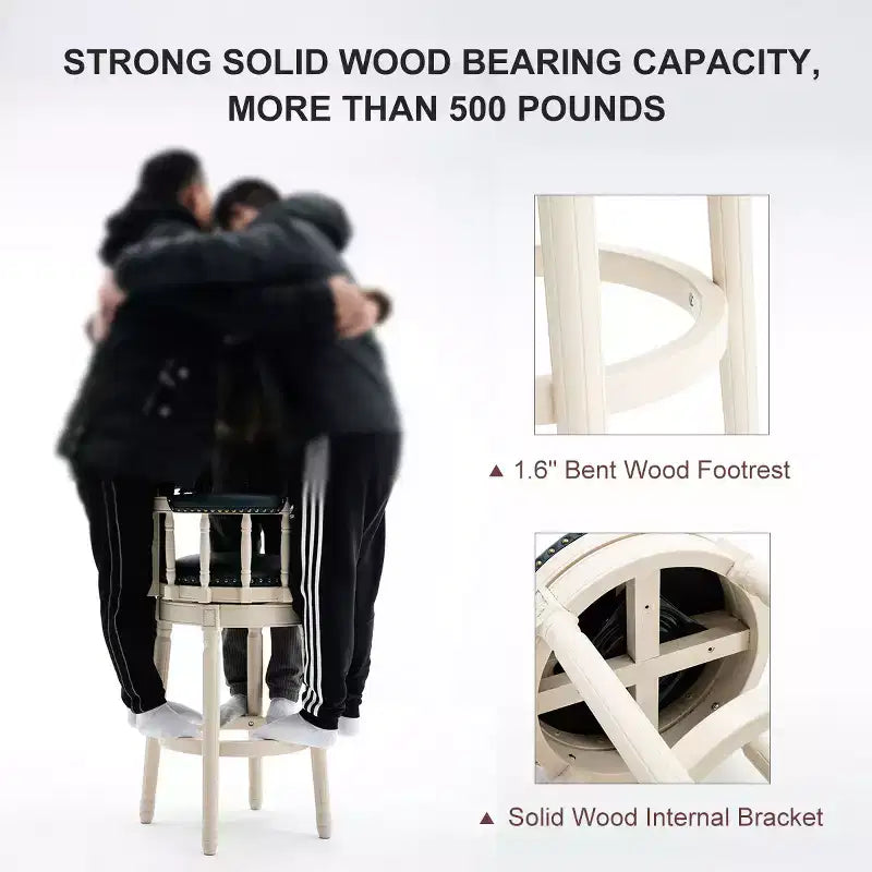 Tabourets de bar pivotants à 360 degrés en bois massif, hauteur d'assise 75 cm, en cuir