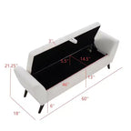 Banc de rangement capitonné GDFStudio Rupert Modern de 152 cm avec compartiment caché