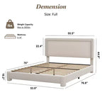 Cadre de lit Dyonery Queen-size, cadre de lit moderne crème avec tête de lit réglable, coins arrondis et doux, aucun matelas à ressorts requis, assemblage facile.