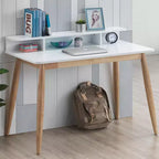 GDFStudio Nadia Mid-Century Modern Wood Writing Desk with Hutch and Open Shelves